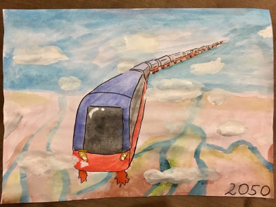 Каким бы не было небо будущего 2050 - голубым, красным или звездно-полосатым, ясно одно: в нем будет много поездов! 